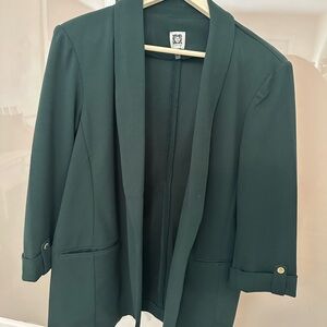 Anne Klein Dark Green Blazer Christmas Gold Medium M